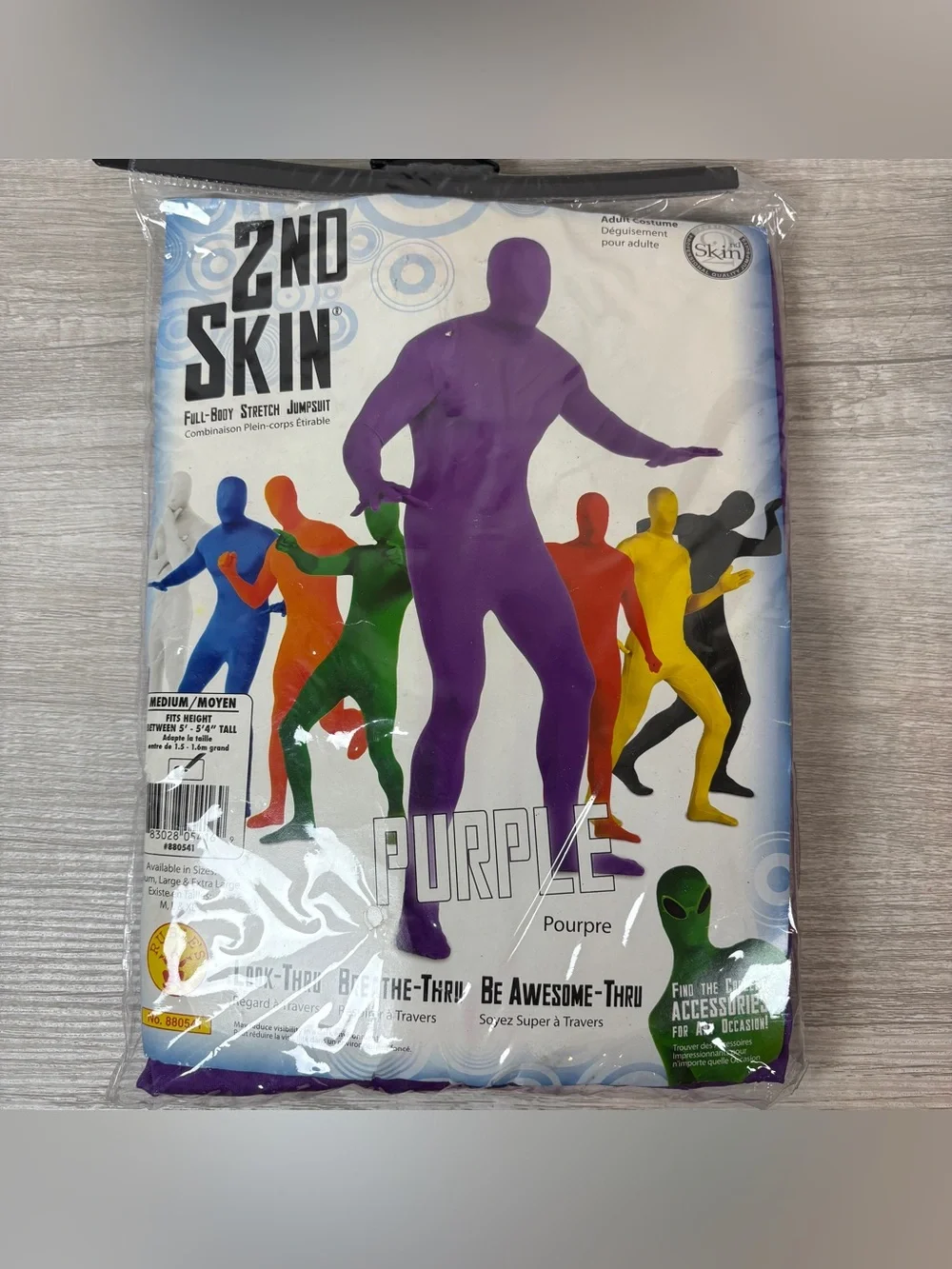 Rubies Second 2nd Skin Full Body Jumpsuit with Face Mask Adult Medium Purple